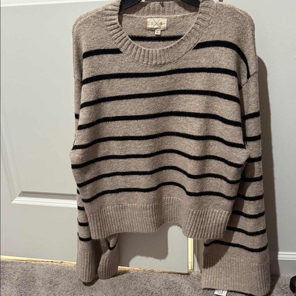 Striped Tan and Black Sweater